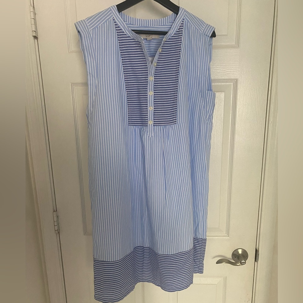 NWT Blue Striped LOFT Shift Dress